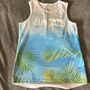Wonder Nation Blue and Green Tropical Tank Top